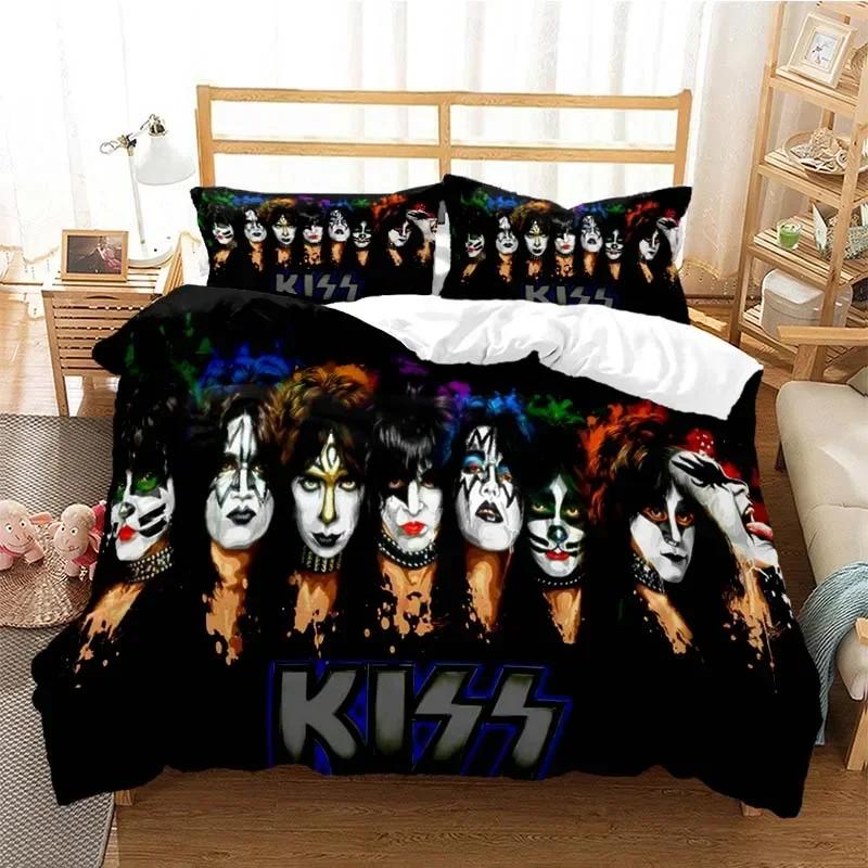Kiss Band Fashion Comfortable Duvet Quilt Cover Pillowcase Bedding Set Children Bedroom Decoration Home Textile