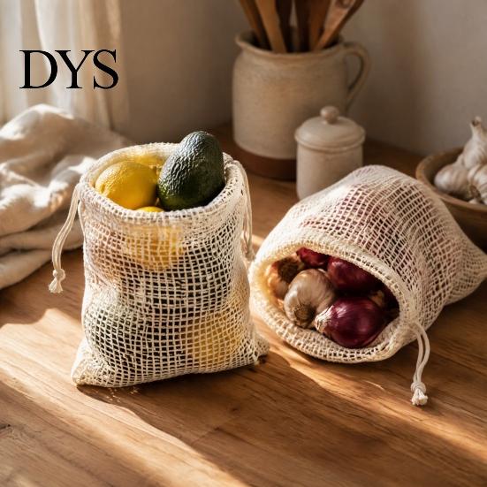 Сетчатые сумки из органического хлопка для фруктов, сумка с завязкой, многоразовые, экологически чистые, моющиеся, Zero Waste, мешочки для хранения продуктов, органайзер, устойчивые