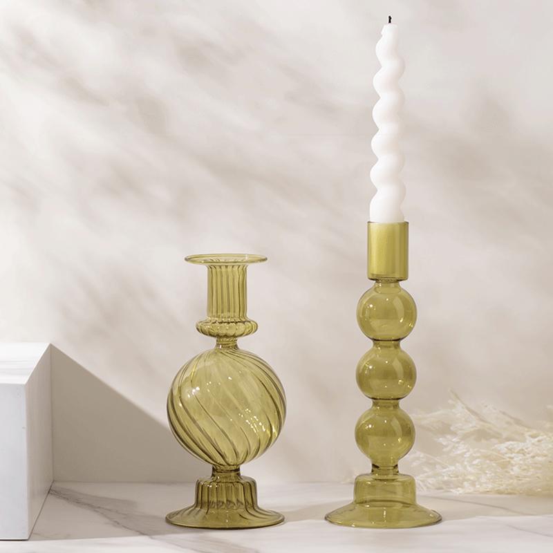 1PC Glass Candlestick Home Decoration Hydroponic Vase For Party Wedding Birthday Candle Stand Glass Crafts 20X8cm