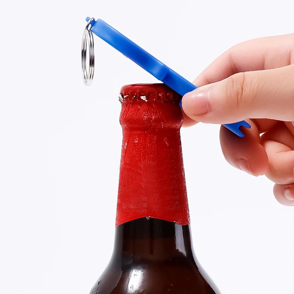 Multi-purpose Portable Bottle Opener Keychain Plastic 3 in 1 Wine Beverage Can Opener Wedding Party Kitchen Gadgets Accessories