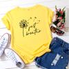 Summer Round Neck Just Breathe Letter Printed Top Fashionable Casual Short Sleeved Women's Pure Cotton T-shirts