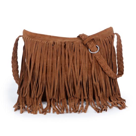 Women Tassel Shoulder Bag Large Capacity Retro Crossbody Bag Bohemian Fringe Messenger Bag for Daily Outings Work Travel