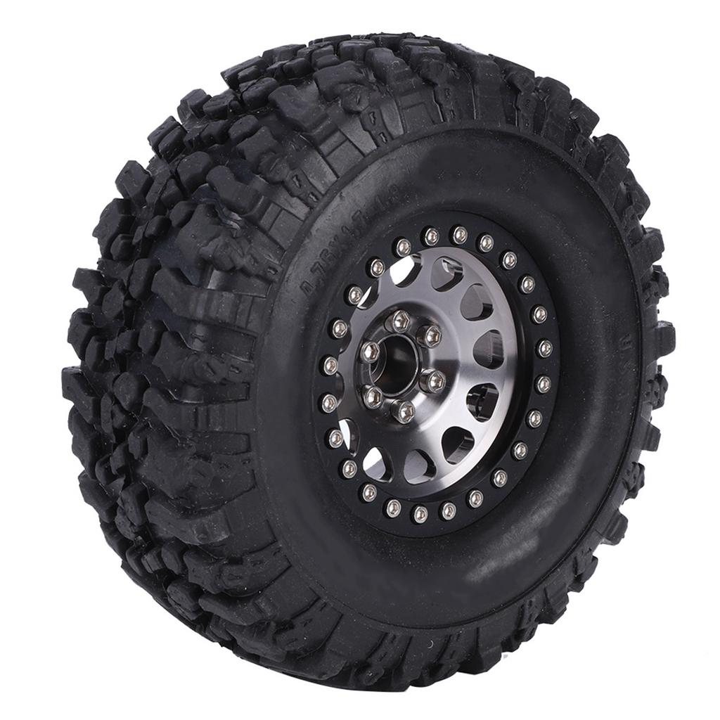 4pcs RC Universal Crawler Rubber Tire Metal Wheel Hub RC Car Accessory Couleur Titane