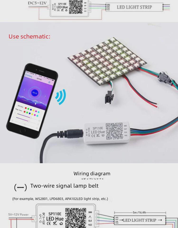 Контроллер цвета Bluetooth SP110E для светильников WS2811/2812 — совместим с мобильным приложением