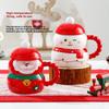 Cute Santa Claus Snowman Ceramic Coffee Cup Christmas Gift Couples Home Use Mug with Lid Spoon Couple Water Cup Home Decoration