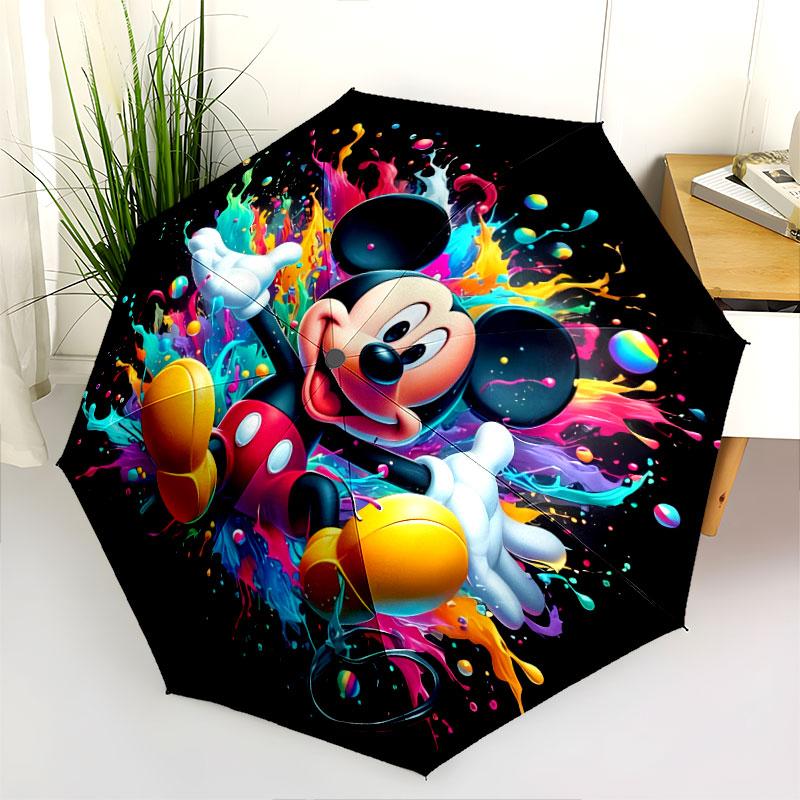 Mickey Mouse Graffiti Pattern Umbrella, Portable Semi-automatic Folding Umbrella, The Perfect Gift for Parents and Friends.