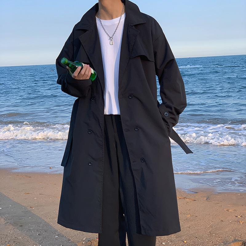 Мужская ветровка средней длины в корейском стиле, весна 2022 г., модное повседневное пальто выше колена для пар