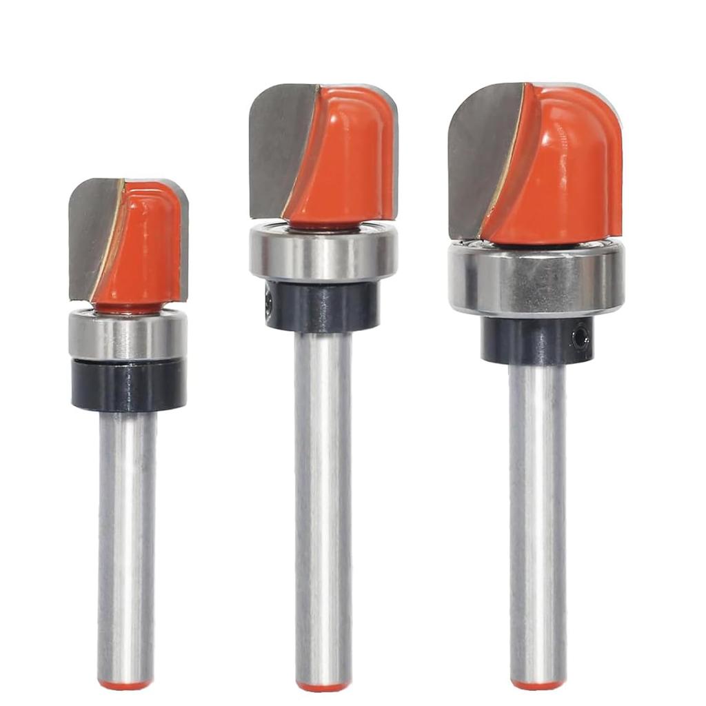 Set of 3 Dish Bits with 6mm Shanks and Trimmer Router Bits with and 19mm Blade for and with Round Groove and Cutting Tools Bearings, Bits, 13mm, 16mm,