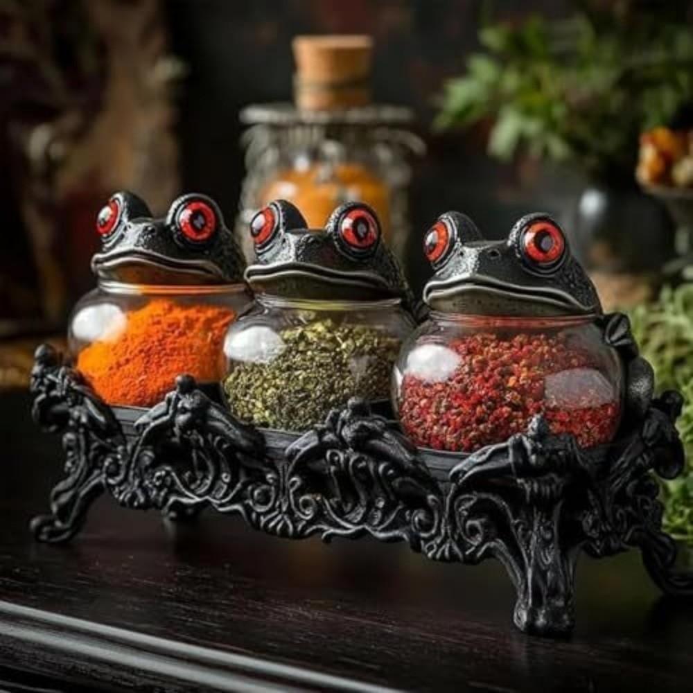 Funny Frog Spice Jar Glass Condiment Bottles Creative Food Seasoning Jar Restaurant