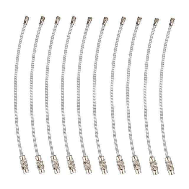 10 шт. 10/15/20 см брелок для ключей из нержавеющей стали, веревка, проволочная петля, винт, замок, кольца для гаджетов, брелок для ключей, круг, лагерная веревка, фитинги