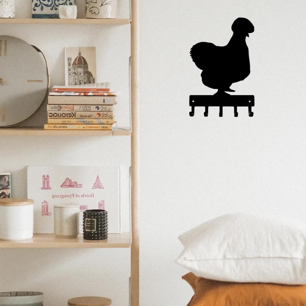 1 шт. Вешалка для ключей Silkie Chicken Farm - металлический настенный крючок шириной 6 дюймов, совершенно новый домашний декор, настенный декор, металлическое настенное крепление