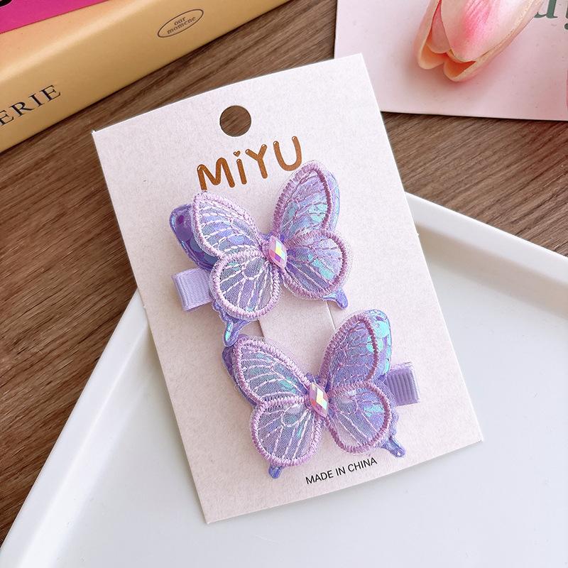 Заколка для волос ручной работы в виде бабочки с трехмерным градиентом для девочек, заколка в античном стиле, боковой зажим с ломаной челкой