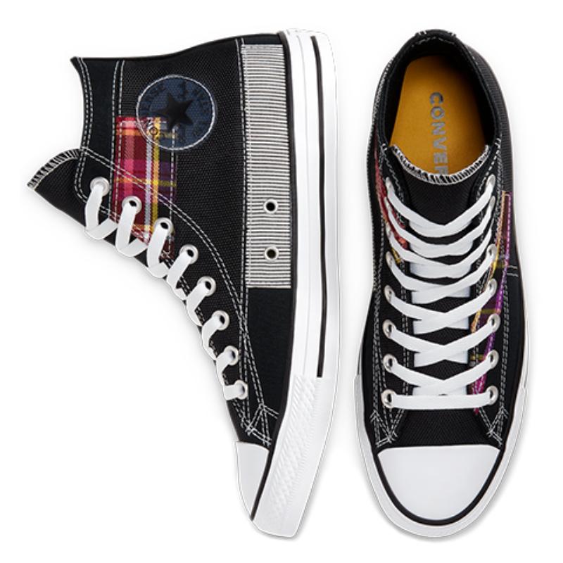 Converse Chuck Taylor All Star Винтажные Повседневные Панельные Высокие Кеды из Канваса Унисекс Черный Розово-красный