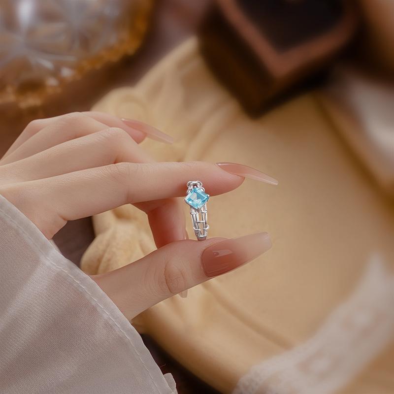 S925 sterling silver amethyst ring women's niche chain design inlaid garnet topaz light luxury high-end jewelry