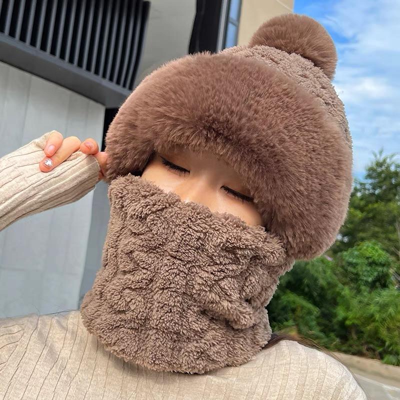 Зимняя теплая шапка, шапки, шарф, теплая дышащая кроличья шерсть, вязаная шапка, шарф для женщин, защитные шапки, ветрозащитные шапки