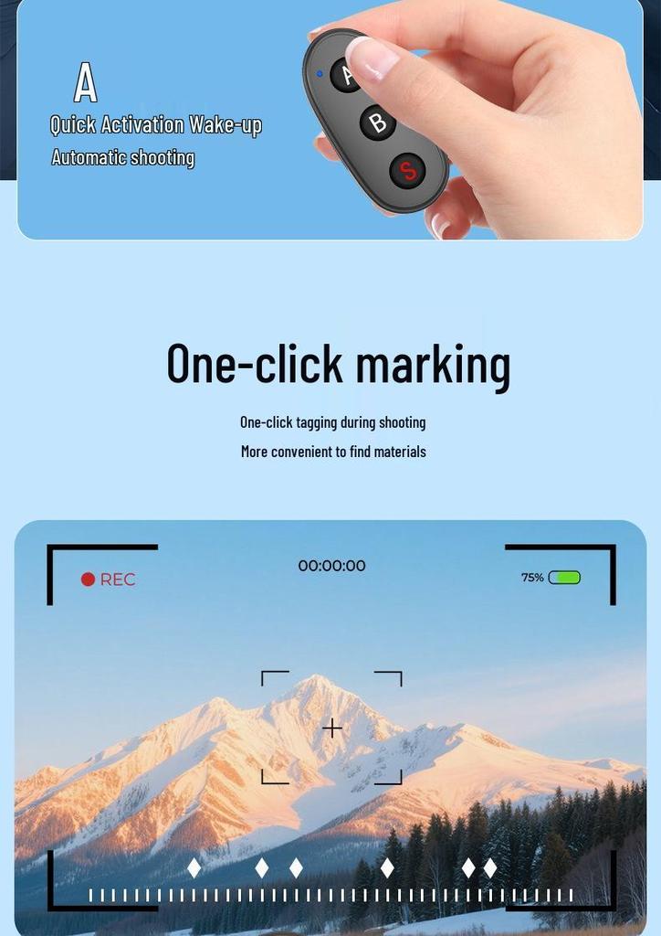 Портативный Bluetooth-пульт для спортивной камеры - Совместим с DJI Action, Insta360 и GoPro