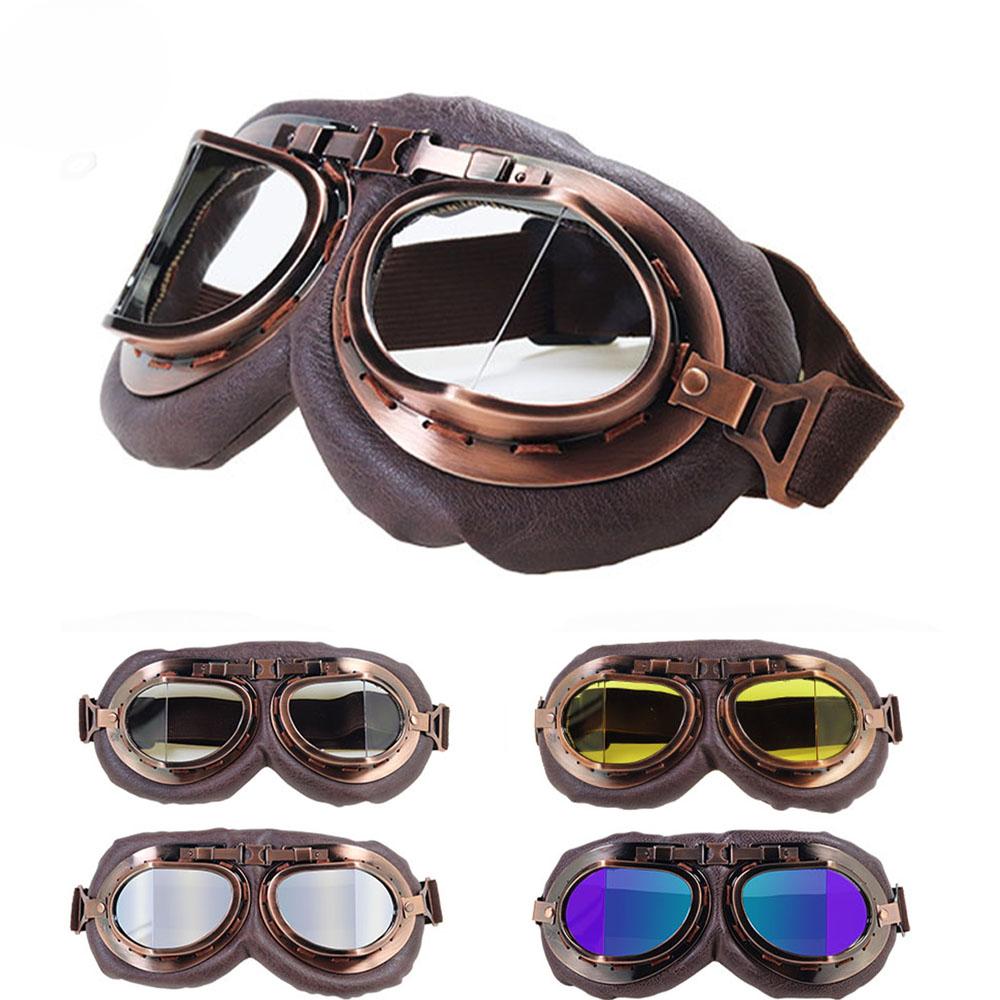 Retro Motorcycle Goggles Glasses Vintage Helmet Moto Pilot Classic Fog-proof Goggles for ATV Copper Motocross Glasses Eyewear