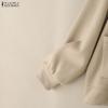 ZANZEA Women Casual Round Neck Long Sleeve Loose Thin Outwear