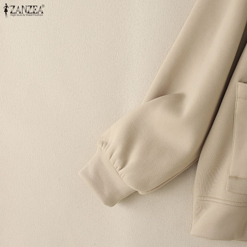 ZANZEA Women Casual Round Neck Long Sleeve Loose Thin Outwear