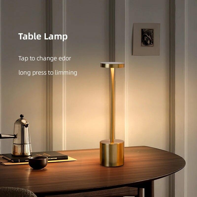 Touch Sensor LED Table Lamp USB Rechargeable Desk Lamp 3 Color Adjustable Temperatures Modern Style Bar Bedside Night Light