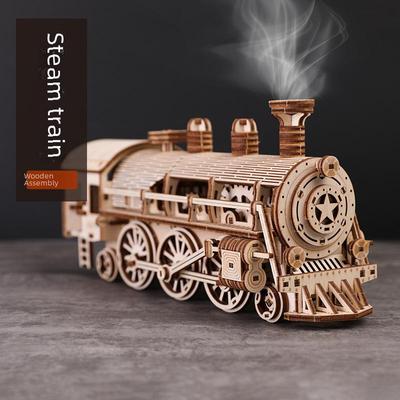 Youge DIY 3D деревянная модель паровоза: Сложная головоломка для взрослых с механическим движением