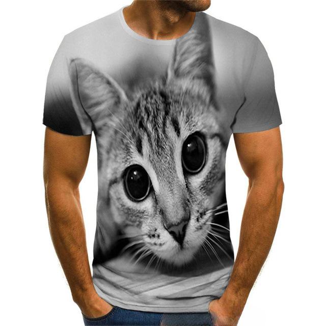 Новая мужская футболка с коротким рукавом Серия "Кошки" 3D-печать Футболка с коротким рукавом