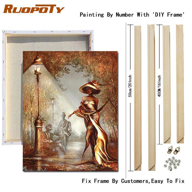 RUOPOTY Рамка «сделай сам», краска по номерам, любовник, рисунок на холсте, картина маслом по номерам, наборы фигурок, ручная роспись, уникальные подарки