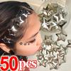 50 шт., Y2K, заколки для волос с серебряной звездой для девочек, филигранная звезда, металлические заколки для волос, заколки, украшения для волос, заколка без никеля