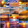 Diamond Painting 5D DIY Seaside Full Drill Square Diamond Embroidery Sunset Picture of Rhinestone Landscape Wall Decor