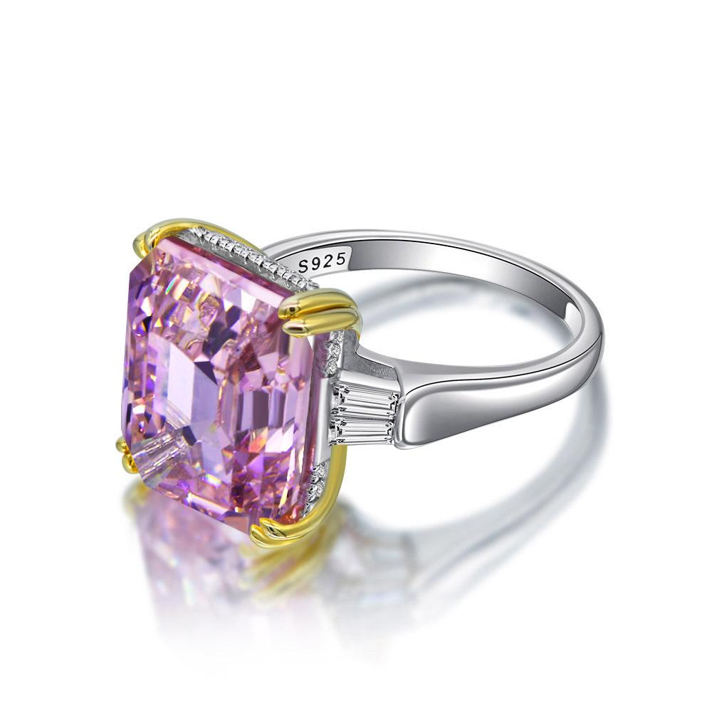 TanciseS925 Sterling Silver Square Ring Synthesized 7A Zircon Luxury Diamond.