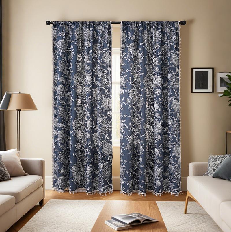 American Light Luxury Retro Atmosphere Decorative Fabric Curtains Finished Bedroom Living Room High-End Curtains