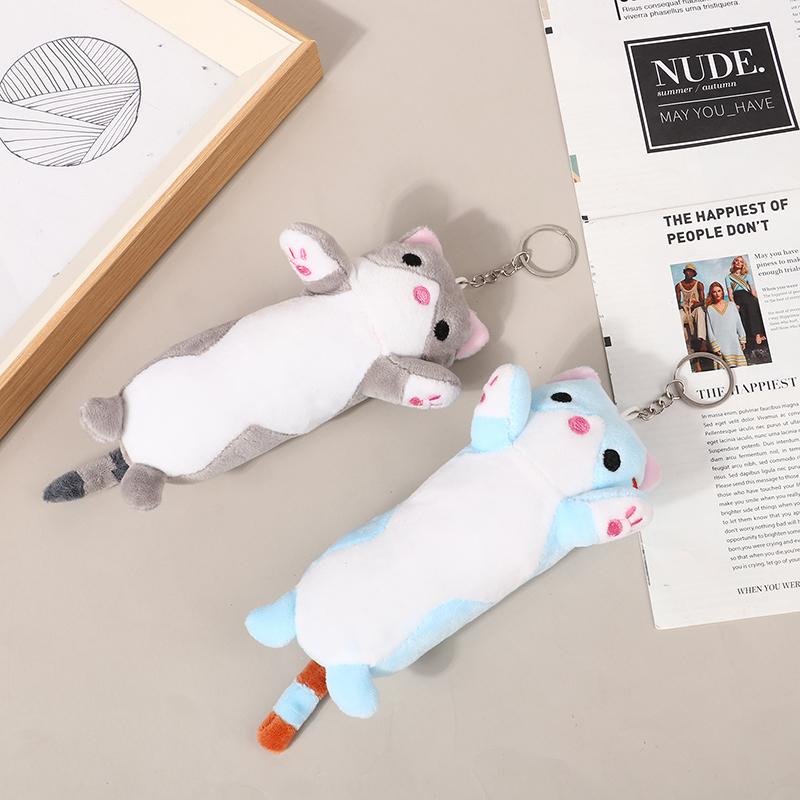 Lovely Long Cat Plush Doll Toys Soft Stuffed Animal Keychain Backpack Pendant For Kids Girls Birthday Gifts