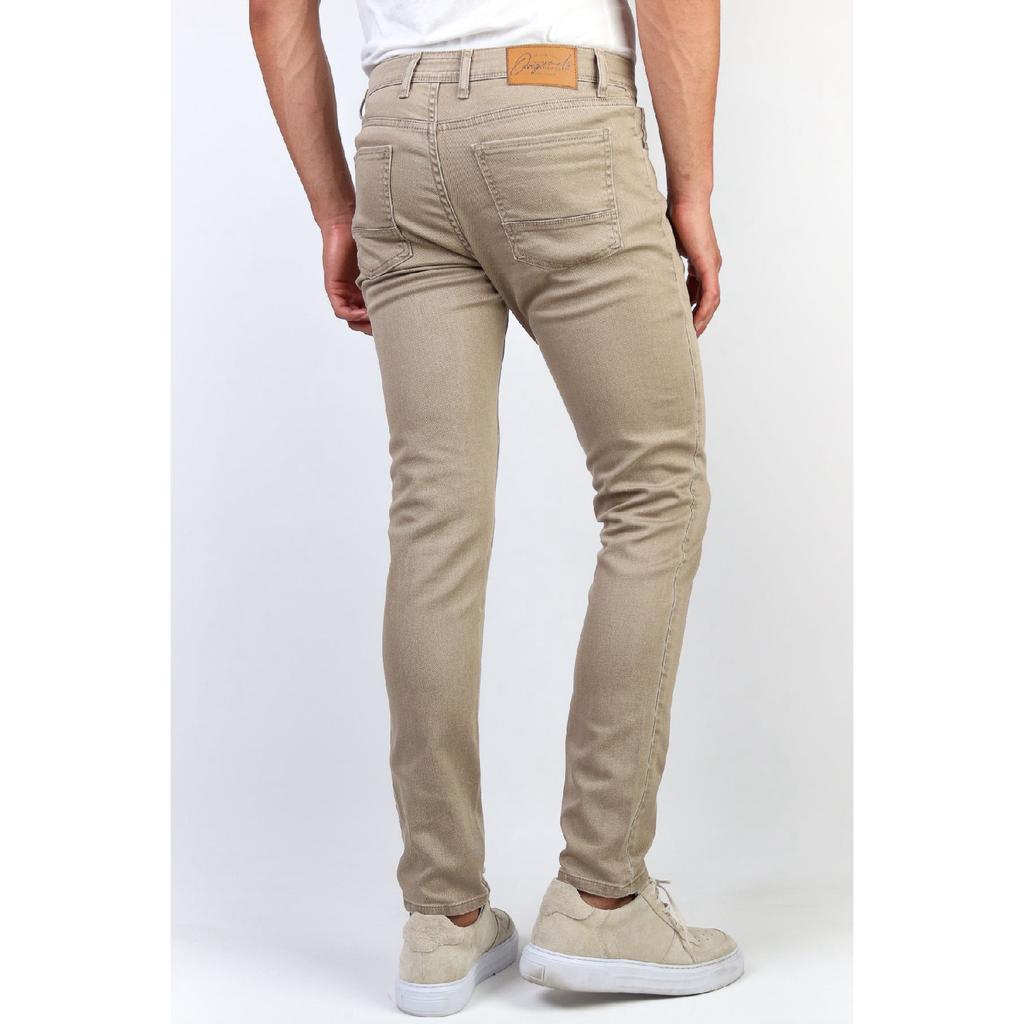 Мужские бежевые облегающие джинсы из гибкой лайкры Джинсы Hlthe001966
