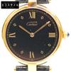 925 Must Vermeil LM Black Dial QZ Leather Watches Black / goldUsed