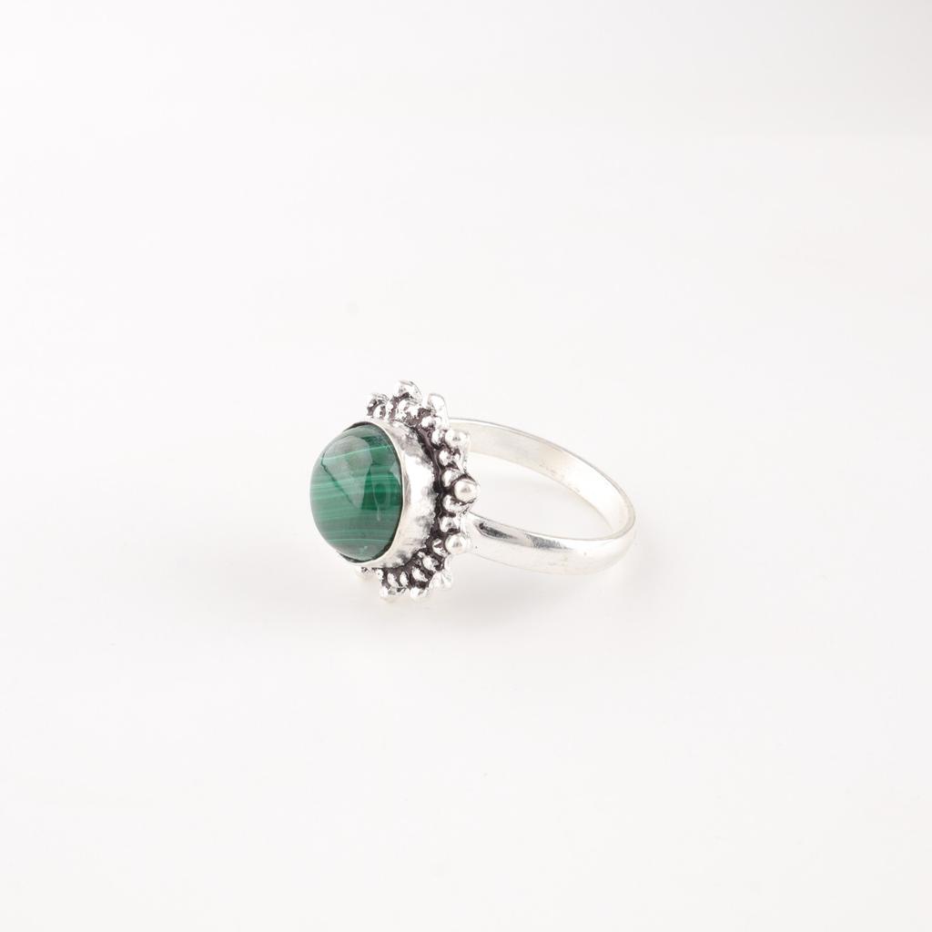 Natural Malachite Gemstone 925 Sterling Silver Jewelry Handcrafted Stylish Ring RR-7-27