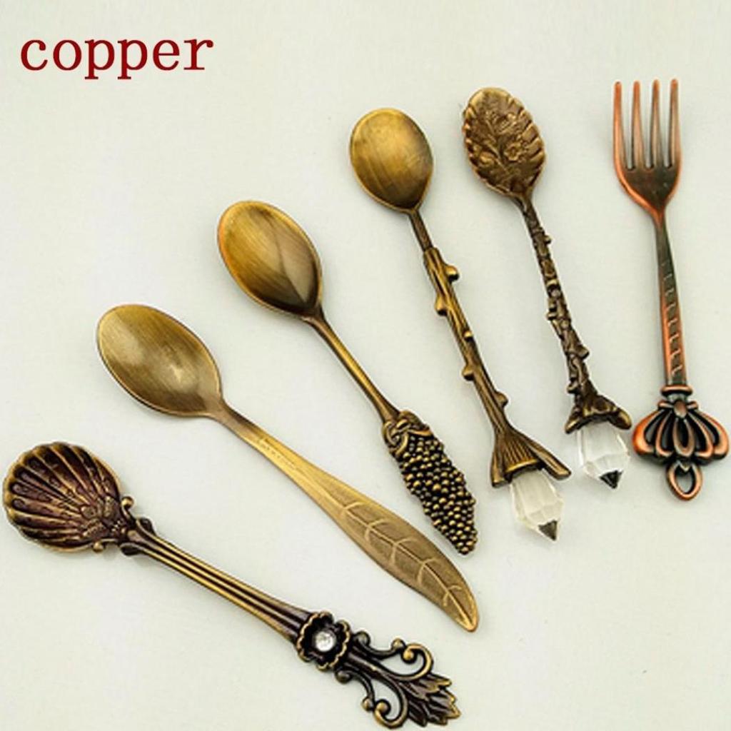 6Pcs Retro Coffee Spoons Fork Tableware