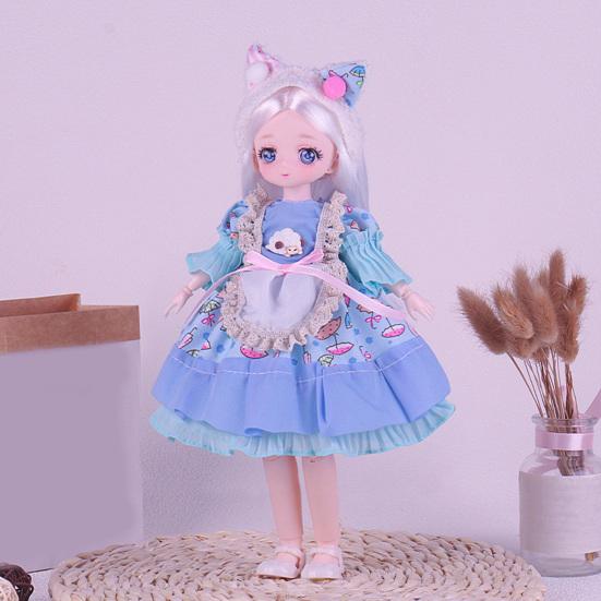30CM 1/6 Ball Jointed Doll with Clothes Princess Lolita Dress BJD Doll Collectable Posable Action Figure Dress Up Doll Toy Girls Birthday Gift
