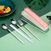 Портативный набор столовых приборов из нержавеющей стали для пикника на открытом воздухе, вилка, ложка, палочки для еды, столовые приборы, набор с коробкой, кухонные принадлежности