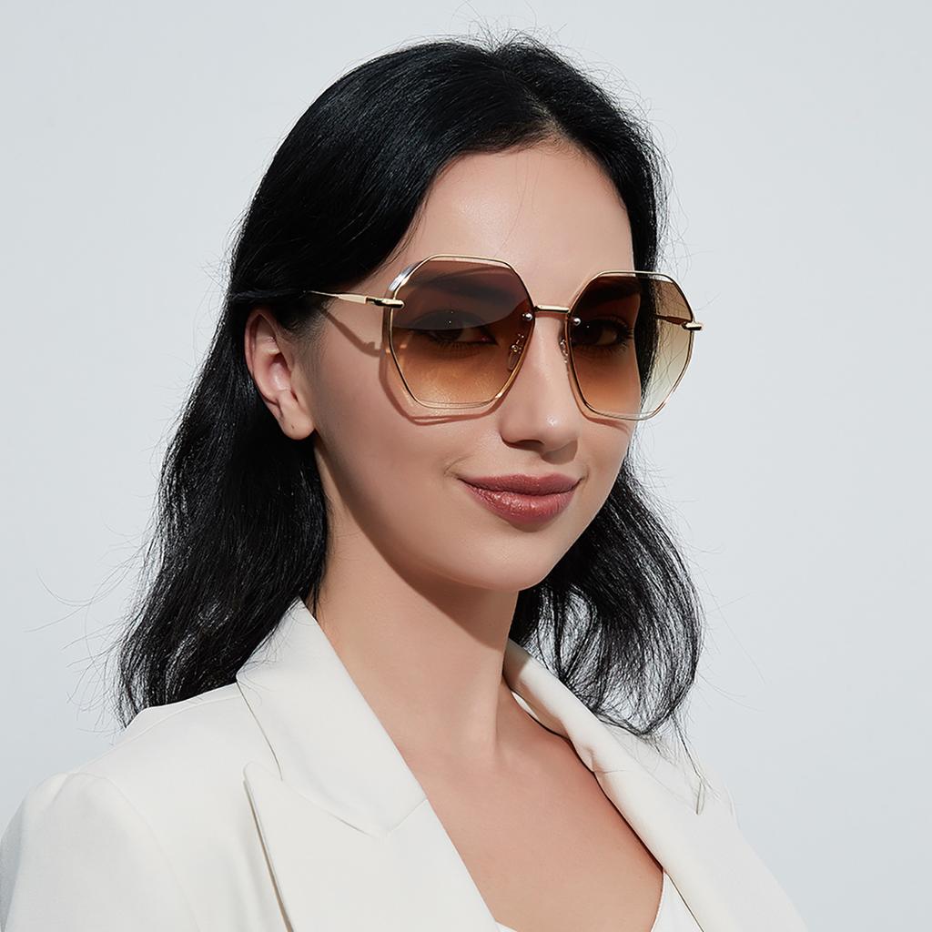 Металлические очки Мужские Многоугольные Большая оправа Закрывающие лицо Простые очки Ретро Солнцезащитные очки Женские Солнцезащитные очки