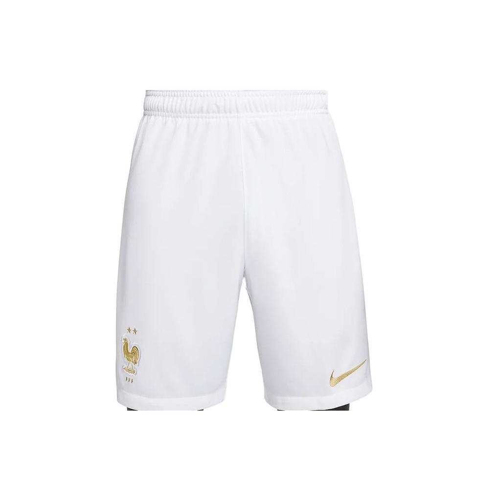 Nike SS23 Сборная Франции по футболу, Катар, логотип Кубка мира, эластичные шорты с высокой талией, спортивные футбольные шорты для мужчин, белые DN0731-100
