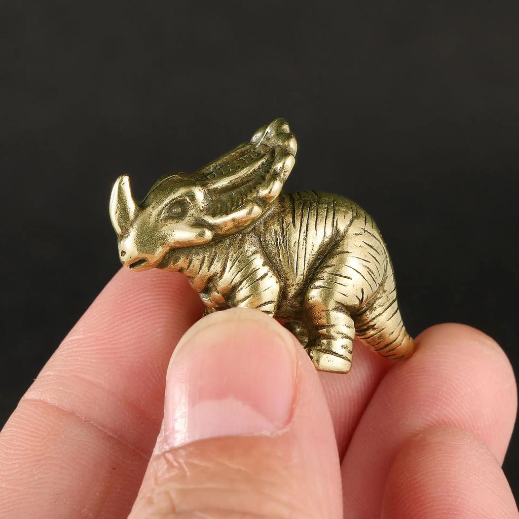 6pcs Jurassic Dinosaur Set Brass Desk Decoration Sword Dragon Triceratops Metal Figurines Vintage Home Decor Souvenir