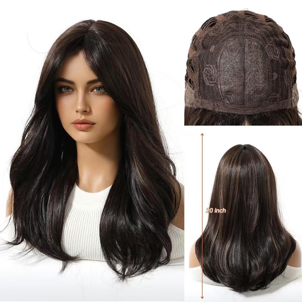 20 Inch Long Layered Cut Wigs for Women, Gorgeous Fluffy Wigs, Synthetic Full Machine Wigs for Party, Daily Use, Synthetic Fiber Wig