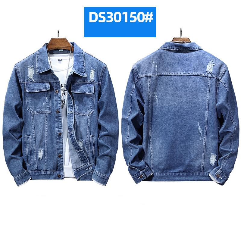 Men's Ripped Jacket Windproof Jacket Washed Denim Jacket Plus Size Denim Jacket