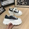 Star with the Same Thick-soled White Shoes, Women's 2025 New Autumn Leather Shoes, Versatile Casual Black and White Heightening Board Shoes