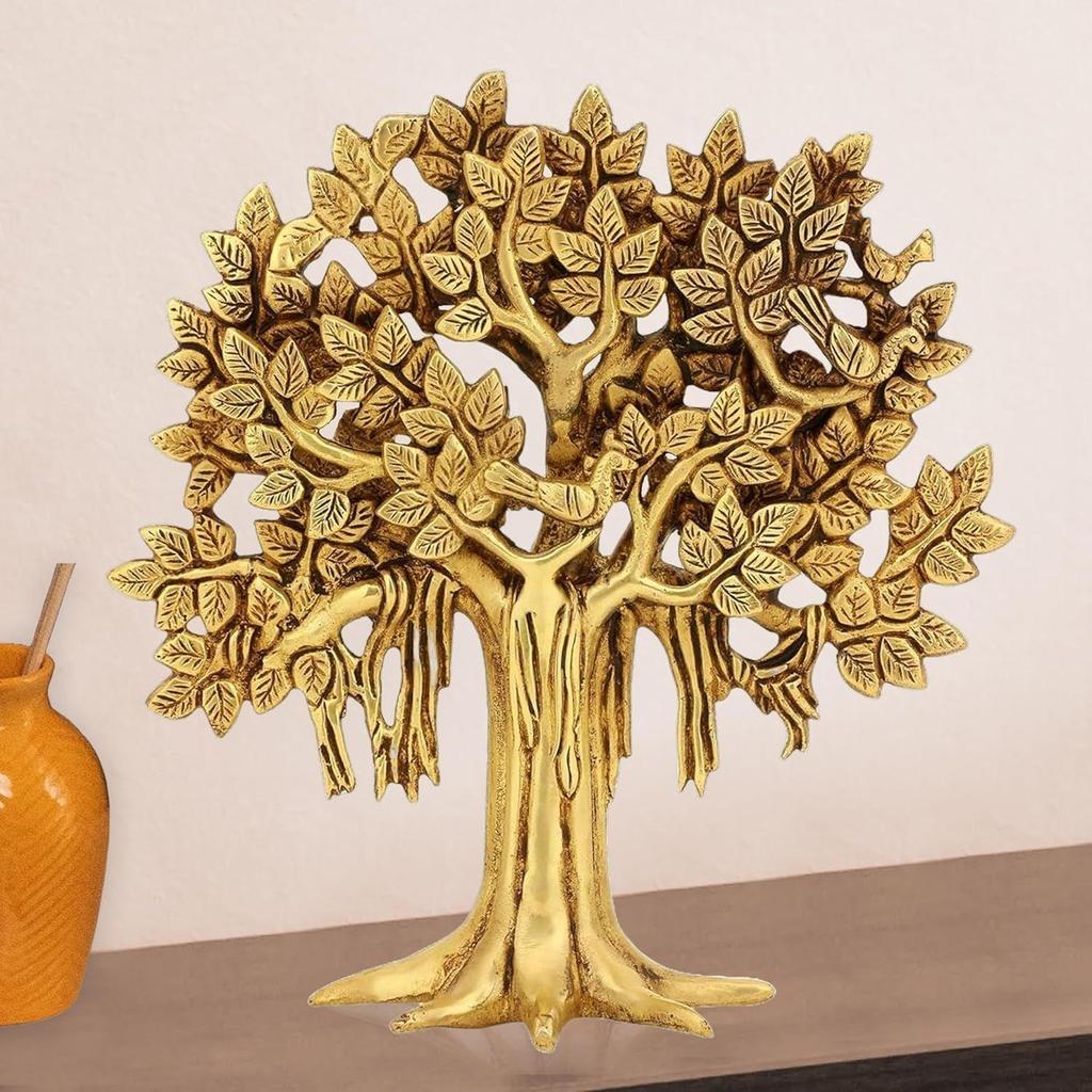 Дерево Калпаврикша Чистая латунь Птица Латунное Дерево Жизни Домашний декор Подарок на удачу Васту и Фэншуй Статуэтка