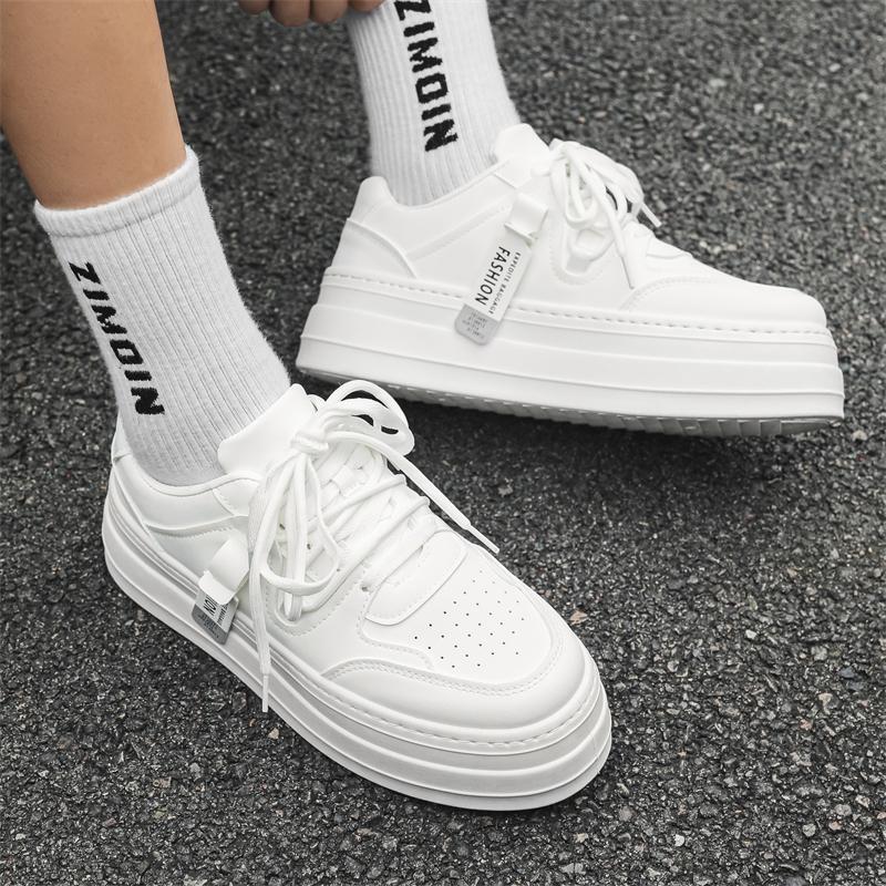 Мужская спортивная обувь Белые кеды для скейтборда Студенческая мода Обувь на платформе Увеличение роста Зеленые кроссовки для бега Большой размер