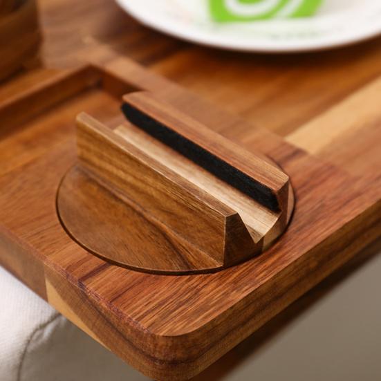 Поднос для еды на диване с держателем для чашки, крепление для телефона, высокая стабильность, гладкие края, минималистичный дизайн