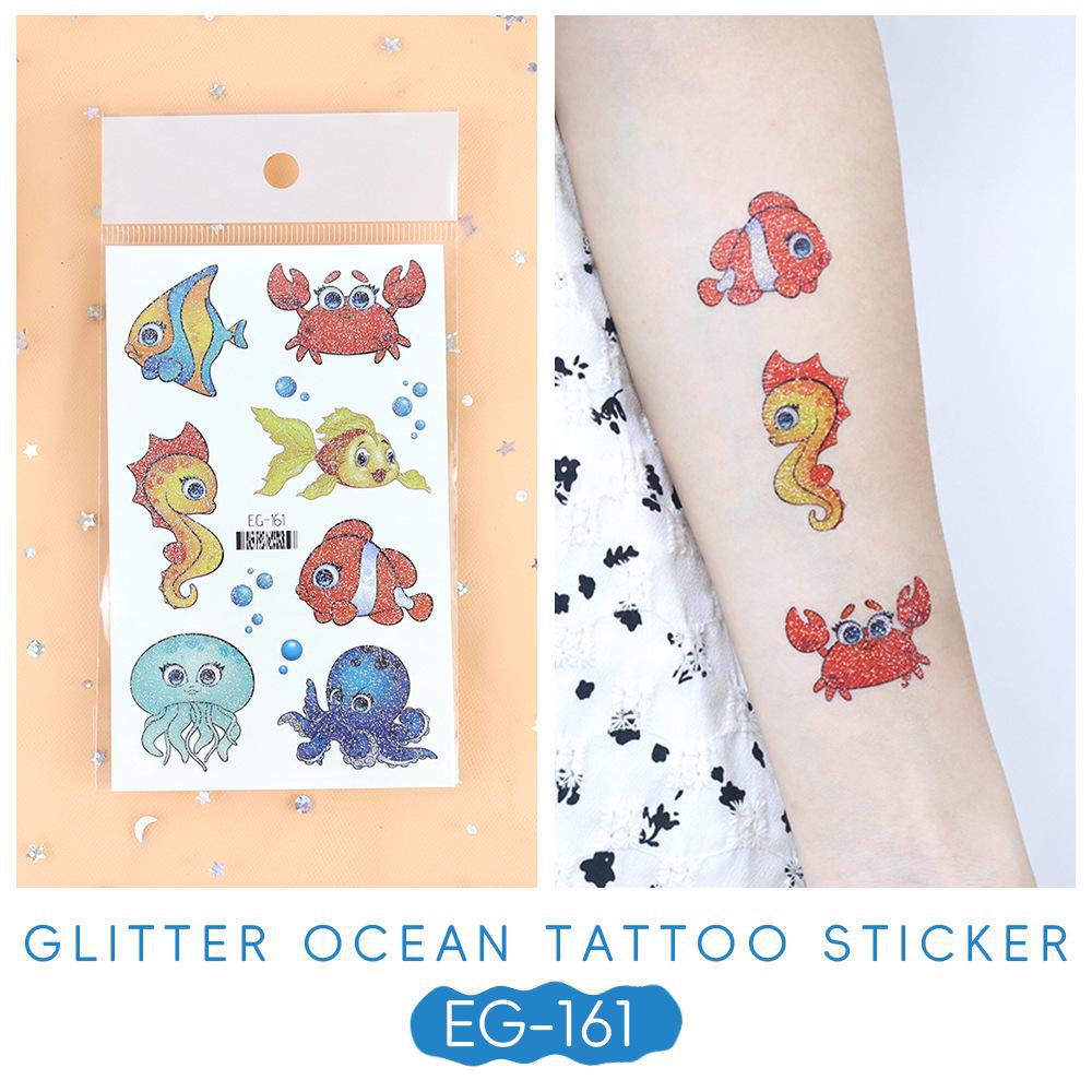 2023 Ruikalong водонепроницаемые блестящие морские животные мультфильм татуировки наклейки для детей