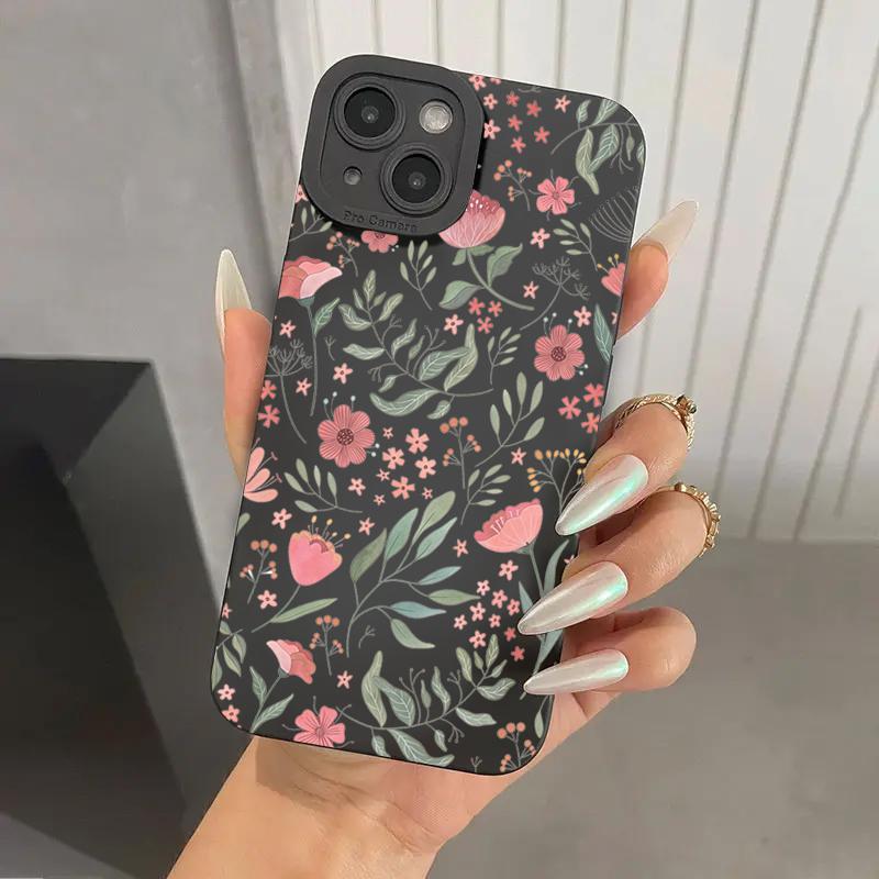 Fresh Rainbow Floral Art Print Phone Case for iPhone 17 16 15 14 13 12 11 Series Pro Max Plus Double Layer Protection