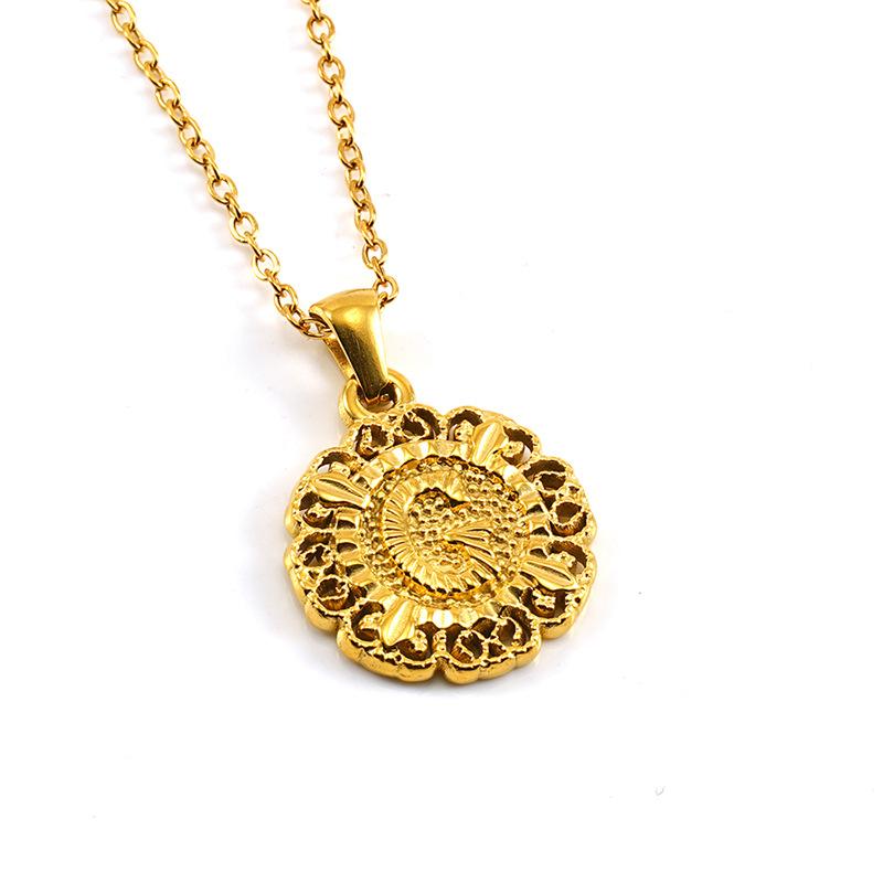 25 лет новой моды, титановая сталь, подвеска с буквой, цепочка для ключицы, ожерелье с круглым тисненым дизайном, персонализированное универсальное для мужчин и женщин